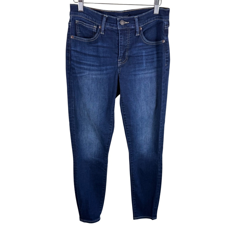 Lucky Brand Ava Mid Rise Skinny Jeans Dark Wash Blue Womens Size 6 28R